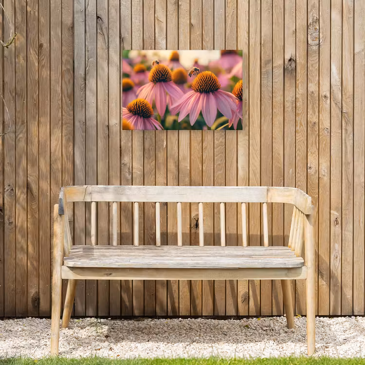 Bloemen - Paars - Bijen Tuinposter op houten frame 2 cm dik klein -sfeer4