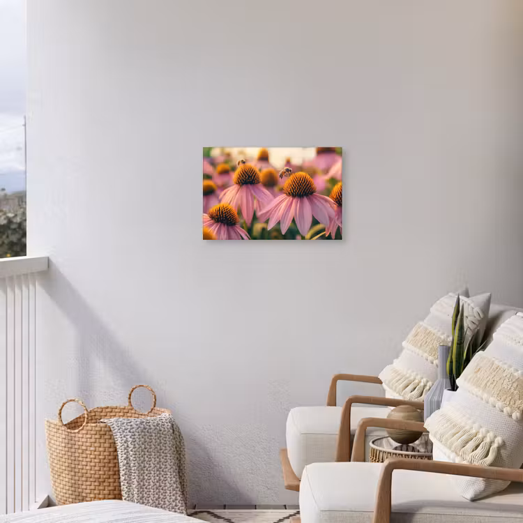 Bloemen - Paars - Bijen Tuinposter op houten frame 2 cm dik klein -sfeer1