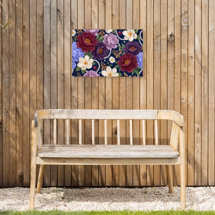 Bloemen - Parels - Decoratie - Modern - Blauw Tuinposter op houten frame 2 cm dik klein -sfeer4
