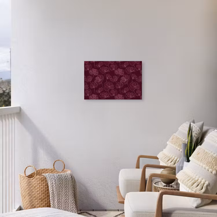 Bloemen - Patroon - Bordeauxrood Tuinposter op houten frame 2 cm dik klein 845 -sfeer1