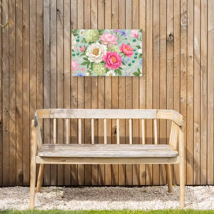 Bloemen - Patroon - Botanisch - Groen Tuinposter op houten frame 2 cm dik klein -sfeer4