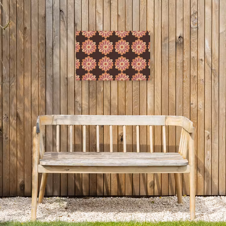 Bloemen - Patroon - Bruin Tuinposter op houten frame 2 cm dik klein 845 -sfeer4