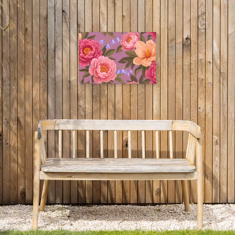 Bloemen - Patroon - Illustratie - Roze Tuinposter op houten frame 2 cm dik klein -sfeer4
