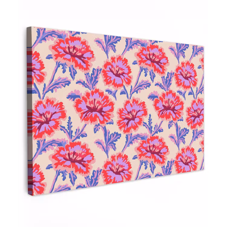 Bloemen - Patroon - Meerkleurig Tuinposter op houten frame 2 cm dik klein 845 -3d