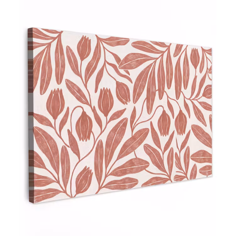 Bloemen - Patroon - Modern - Natuur - Bruin Tuinposter op houten frame 2 cm dik klein -3d