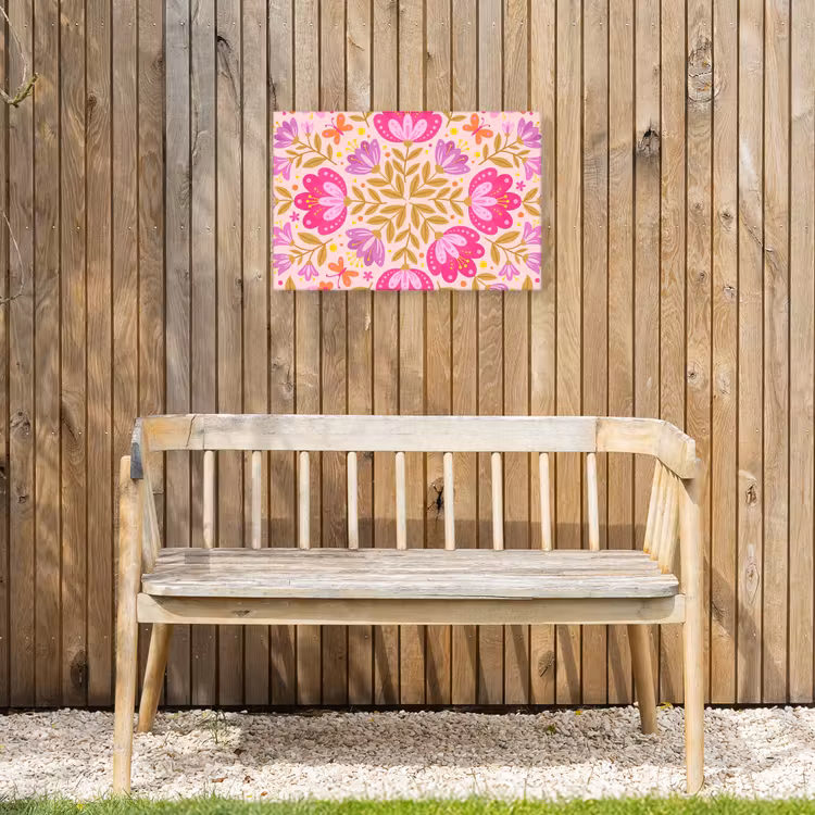 Bloemen - Patroon - Natuur - Abstract - Roze Tuinposter op houten frame 2 cm dik klein -sfeer4