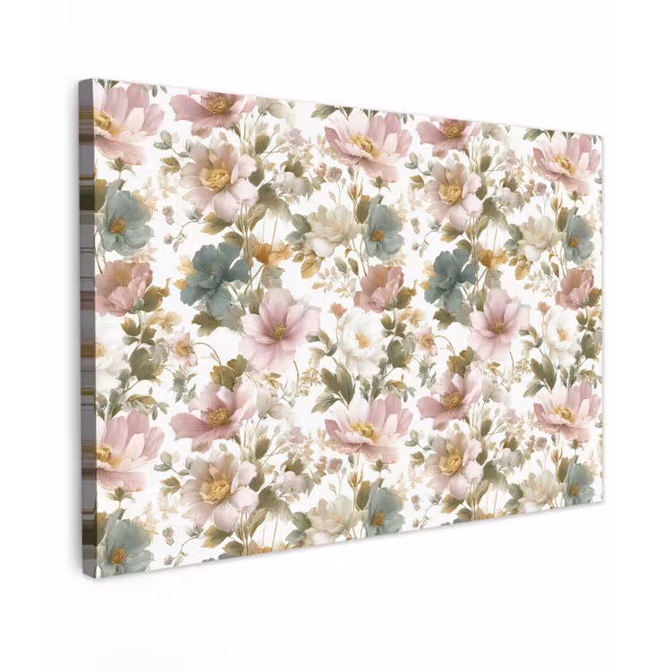 Bloemen - Patroon - Pastel Tuinposter op houten frame 2 cm dik klein 845 -3d