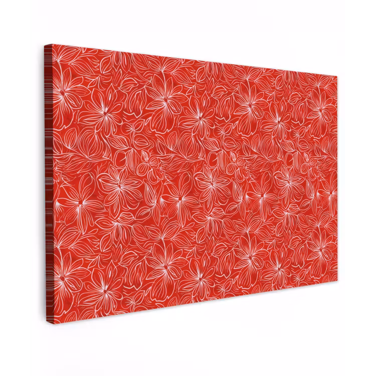 Bloemen - Patroon - Rood Tuinposter op houten frame 2 cm dik klein 845 -3d