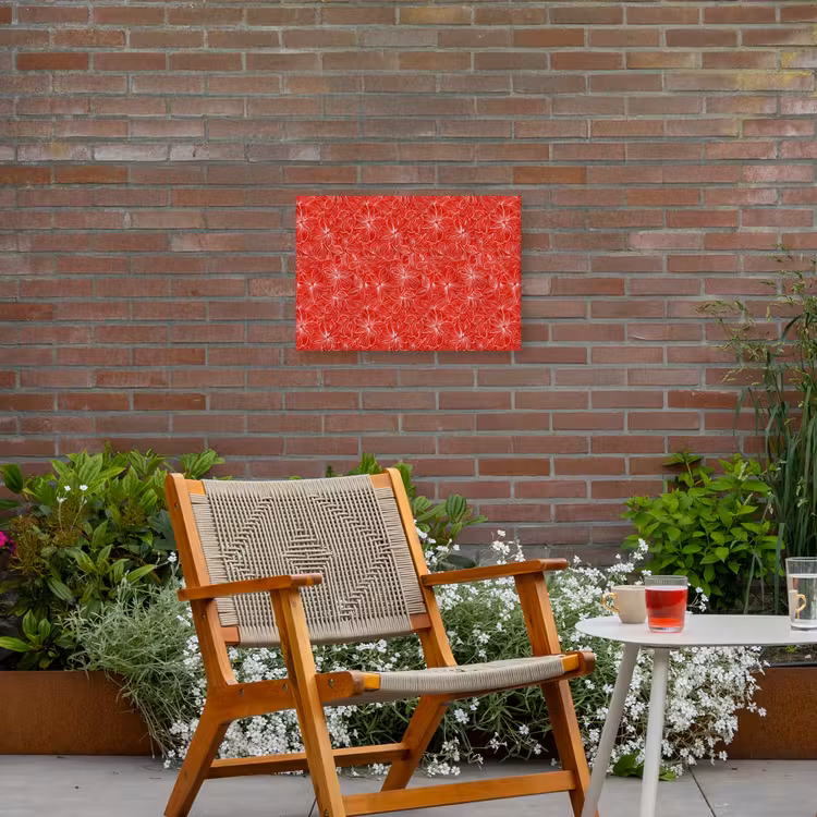 Bloemen - Patroon - Rood Tuinposter op houten frame 2 cm dik klein 845 -sfeer3
