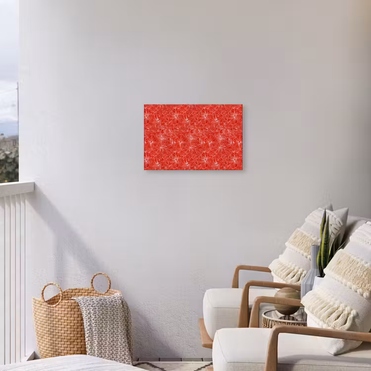 Bloemen - Patroon - Rood Tuinposter op houten frame 2 cm dik klein 845 -sfeer1