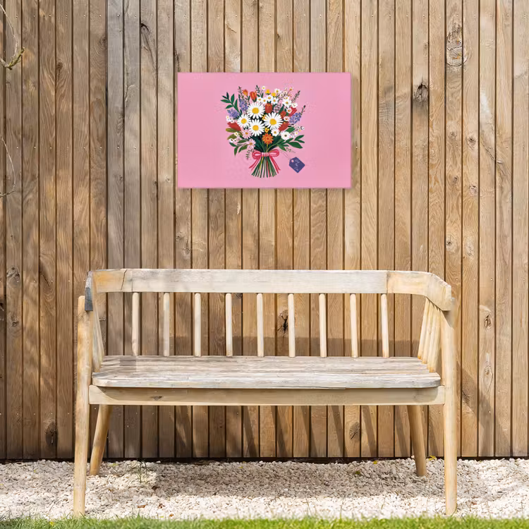 Bloemen - Quote - Kaartje - Kleurrijk Tuinposter op houten frame 2 cm dik klein -sfeer4