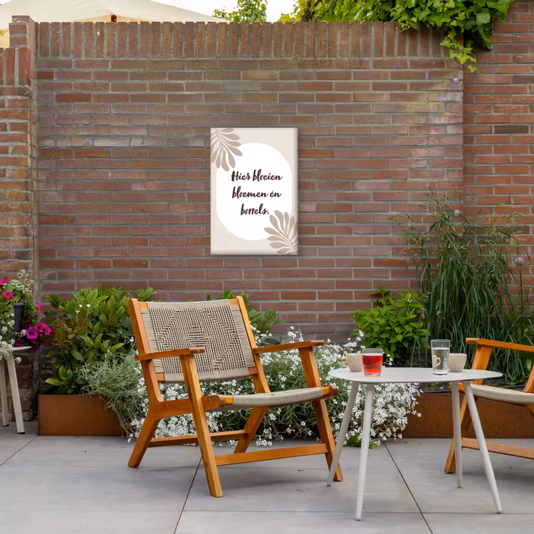 Bloemen - Quote - Zomer - Beige Tuinposter op houten frame 2 cm dik klein -sfeer3