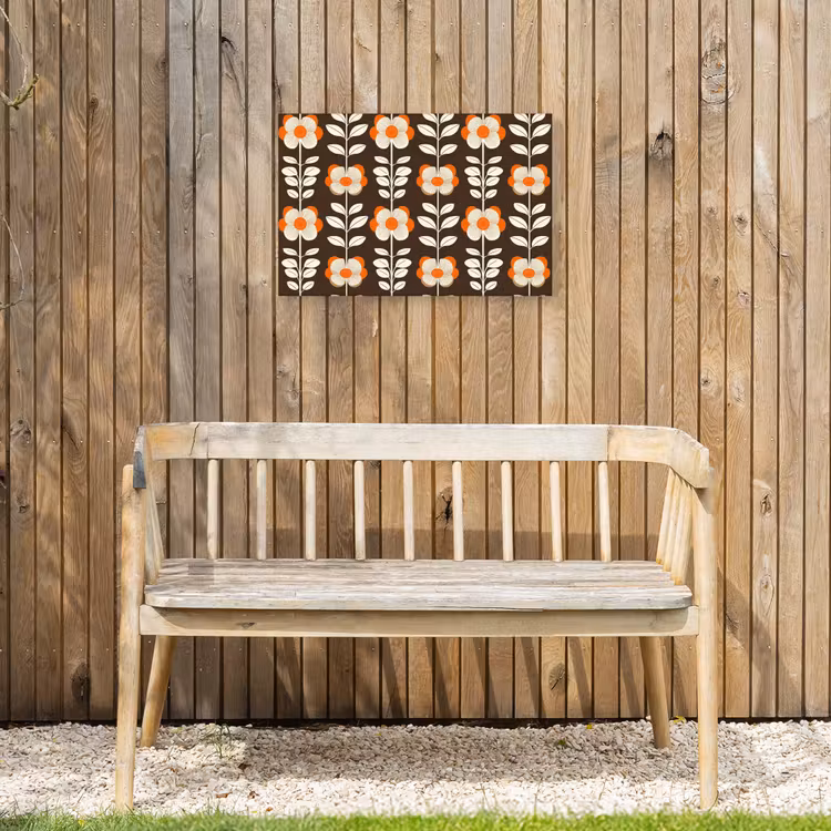 Bloemen - Retro - Bruin Tuinposter op houten frame 2 cm dik klein 845 -sfeer4