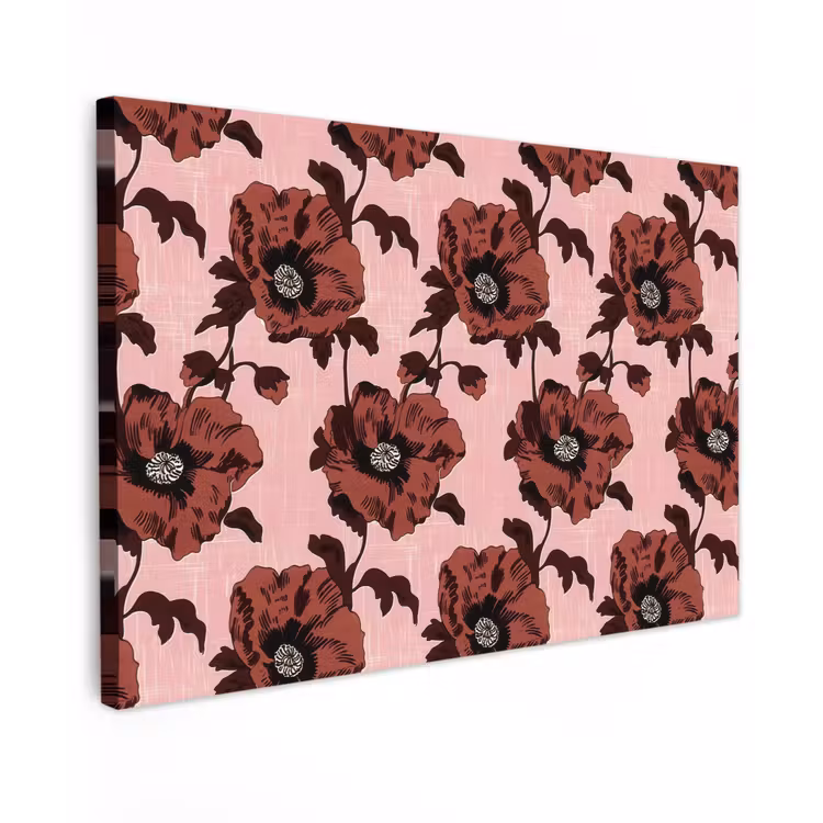 Bloemen - Retro - Rood Tuinposter op houten frame 2 cm dik klein 845 -3d