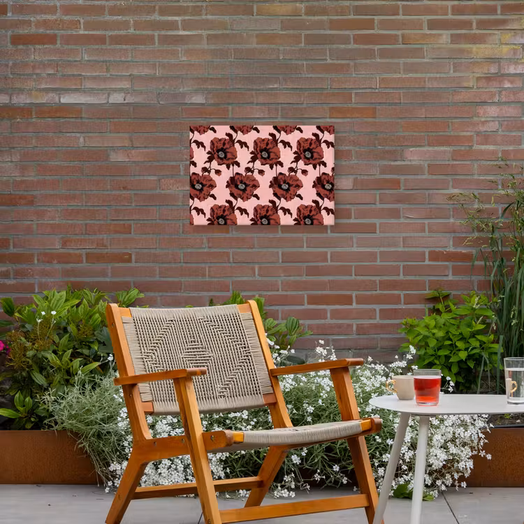 Bloemen - Retro - Rood Tuinposter op houten frame 2 cm dik klein 845 -sfeer3