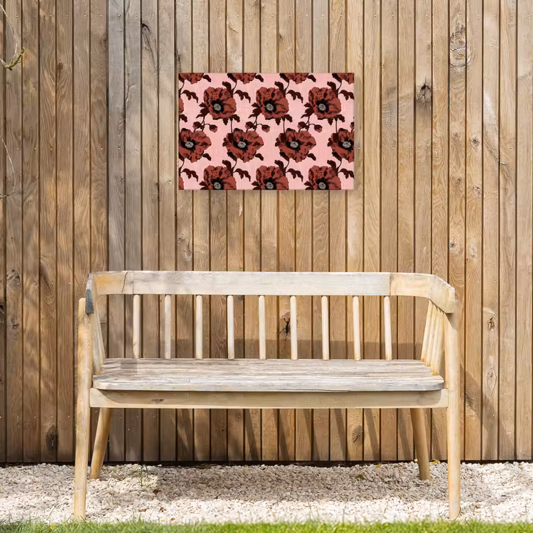 Bloemen - Retro - Rood Tuinposter op houten frame 2 cm dik klein 845 -sfeer4