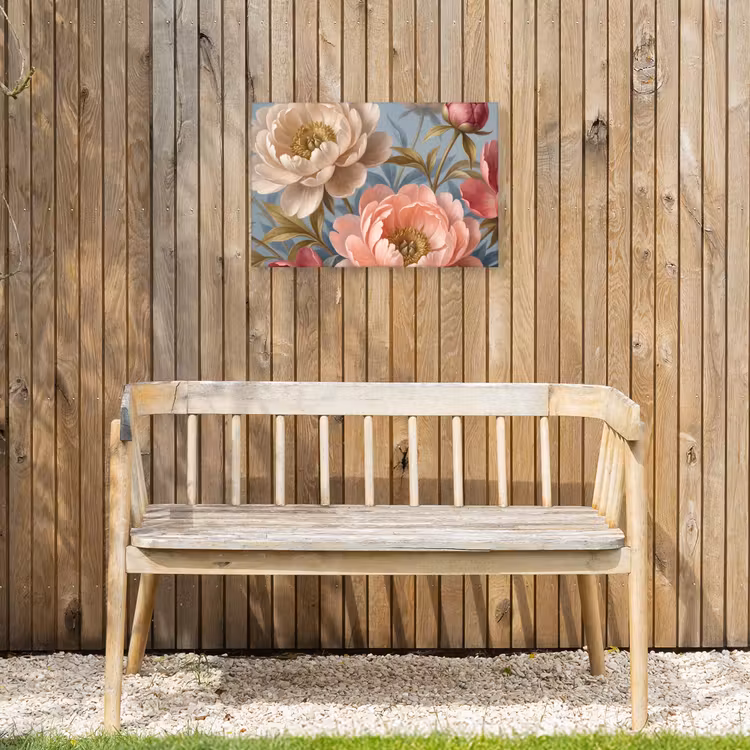 Bloemen - Roze - Beige - Modern - Natuur Tuinposter op houten frame 2 cm dik klein -sfeer4