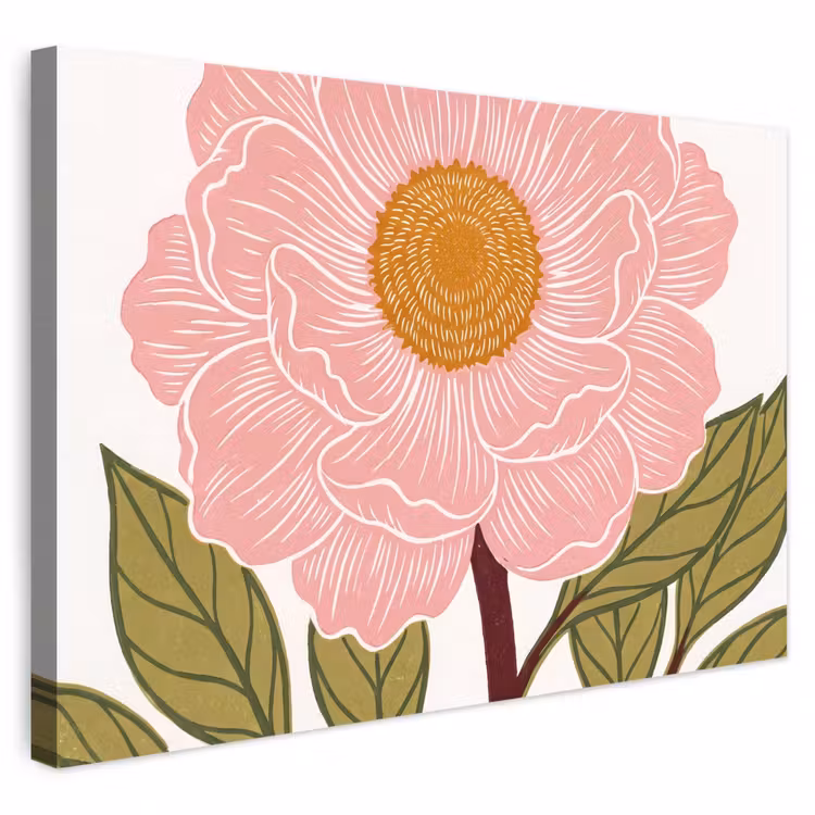 Buiten canvas - Bloemen - Roze - Illustratie - Bloemen - Roze - Illustratie Tuinposter op houten frame 2 cm dik klein