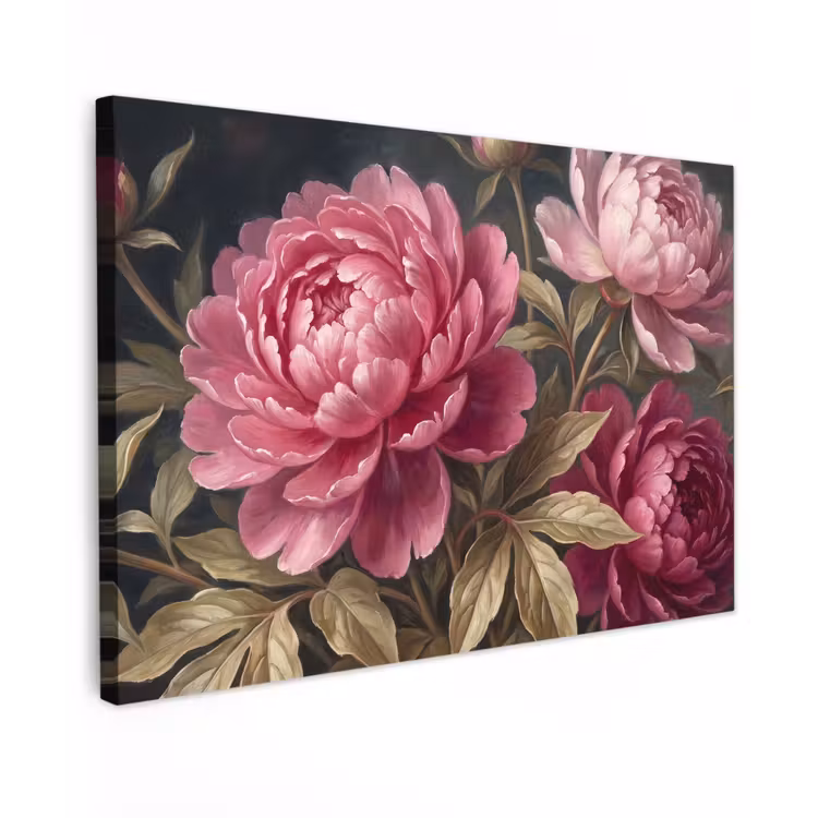Bloemen - Roze - Klassiek - Natuur Tuinposter op houten frame 2 cm dik klein -3d