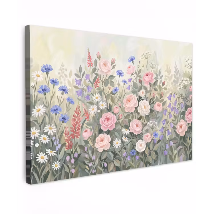 Bloemen - Tuin - Natuur - Kleurrijk Tuinposter op houten frame 2 cm dik klein -3d