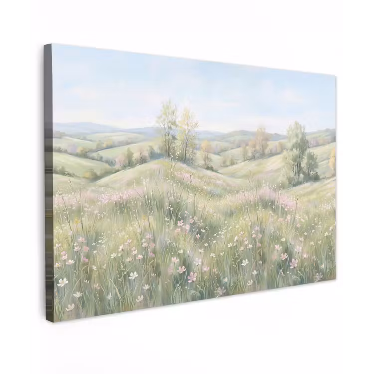 Bloemen veld - Bloemen - Groen Tuinposter op houten frame 2 cm dik klein -3d