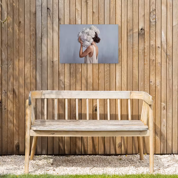 Bloemen - Vrouw - Wit Tuinposter op houten frame 2 cm dik klein -sfeer4