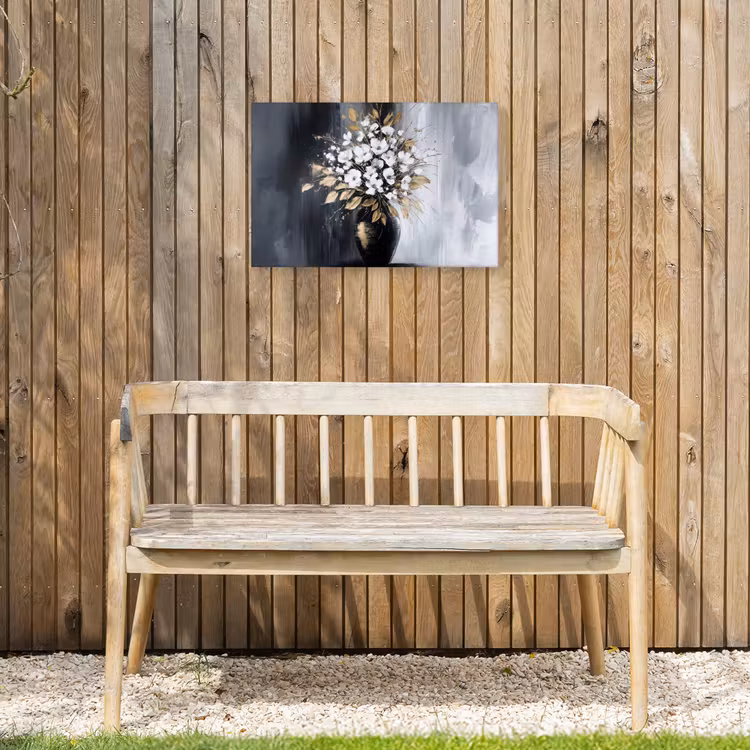 Bloemen - Wit - Vaas - Abstract Tuinposter op houten frame 2 cm dik klein -sfeer4