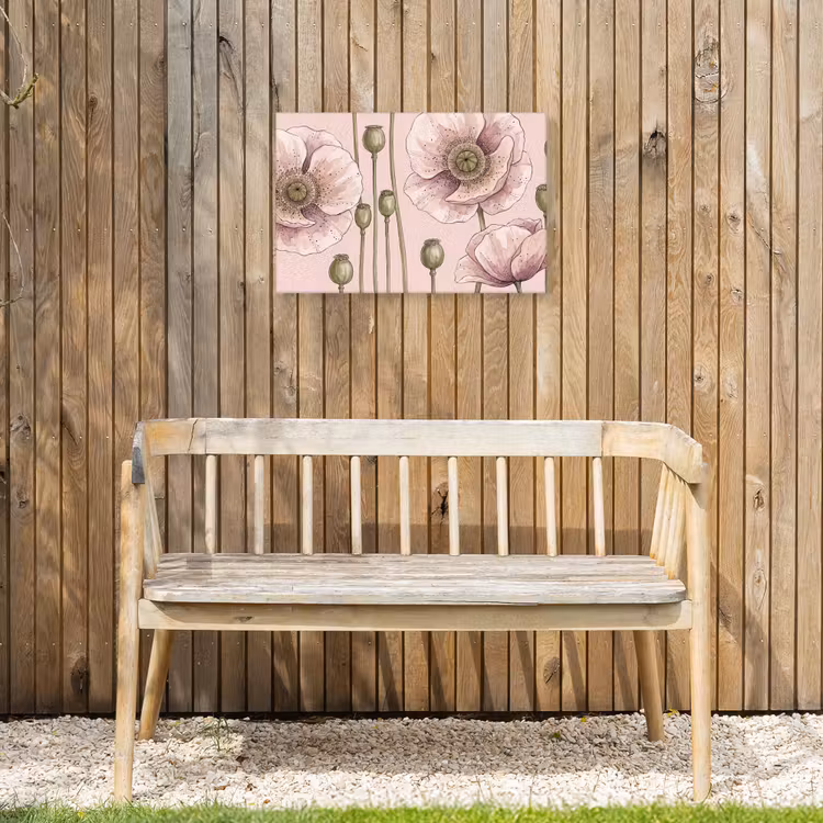 Bloemen - Zomer - Natuur - Aquarel - Roze Tuinposter op houten frame 2 cm dik klein -sfeer4