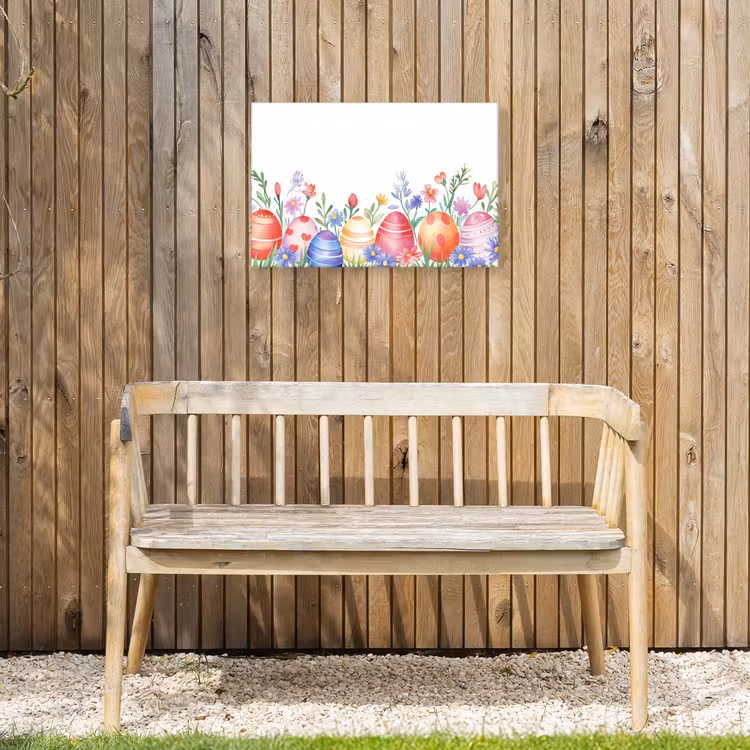 Bloementuin - Kleurrijk - Eieren Tuinposter op houten frame 2 cm dik klein -sfeer4