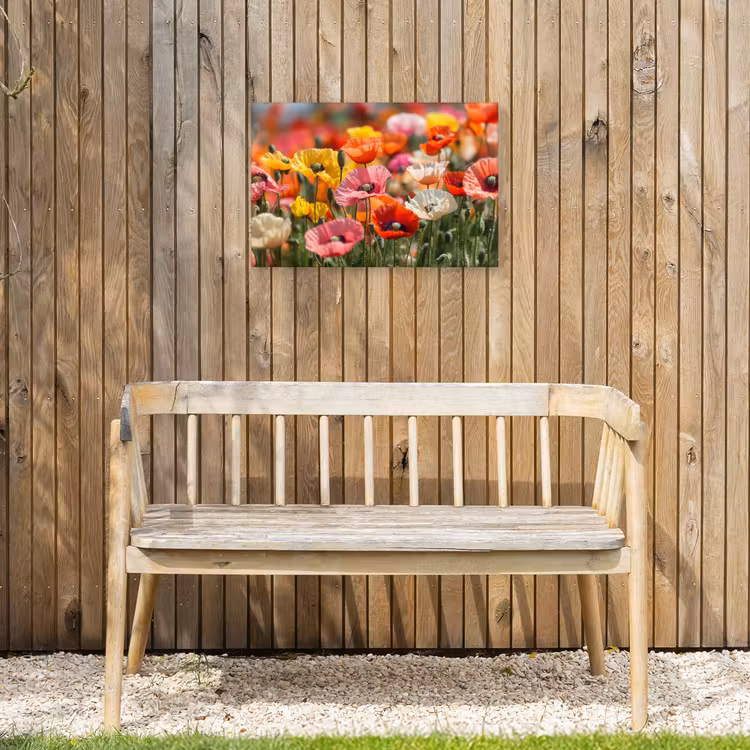 Bloemenveld - Klaprozen - Kleurrijk Tuinposter op houten frame 2 cm dik klein -sfeer4