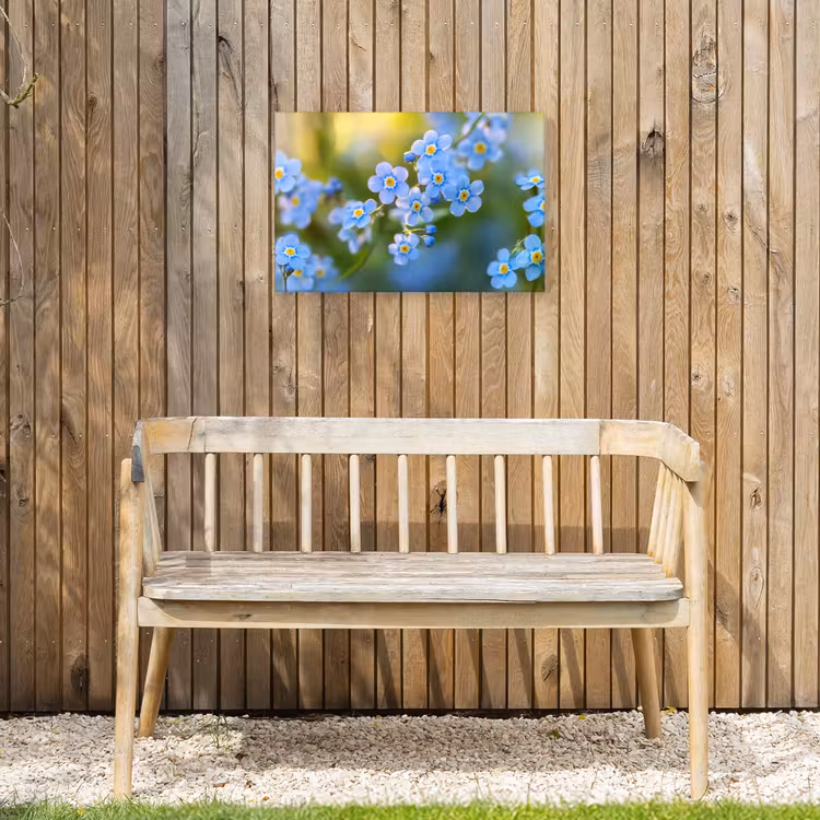 Bloemetjes - Blauw - Vergeet mij nietjes Tuinposter op houten frame 2 cm dik klein -sfeer4