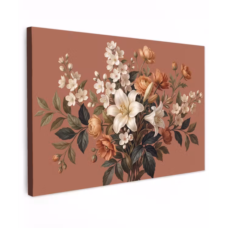 Boeket - Retro - Kleurrijk Tuinposter op houten frame 2 cm dik klein -3d