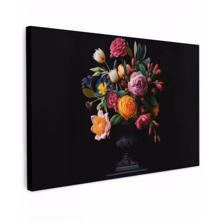 Boeket - Romantisch - Kleurrijk Tuinposter op houten frame 2 cm dik klein -3d
