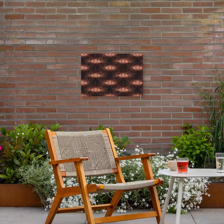 Boheems - Oog - Bruin Tuinposter op houten frame 2 cm dik klein 845 -sfeer3