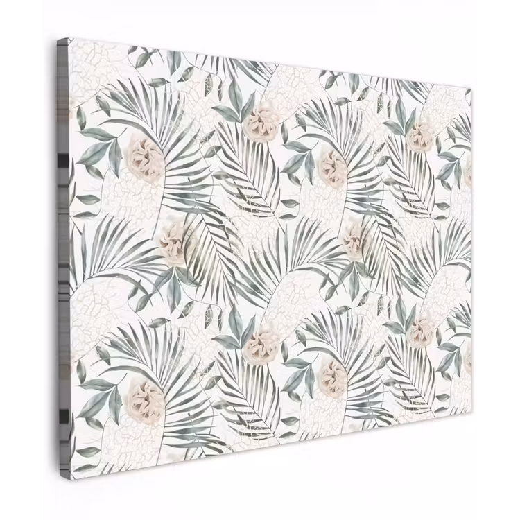 Boho - Jungle - Bloemen - Bladeren Tuinposter op houten frame 2 cm dik middel -3d