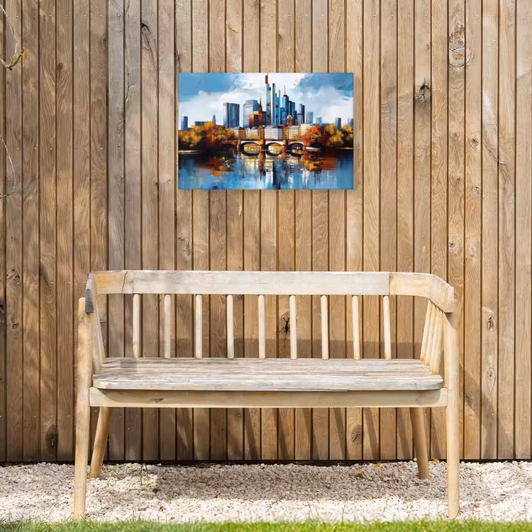 Bomen Frankfurt- Stad - Skyline - Brug Tuinposter op houten frame 2 cm dik klein -sfeer4