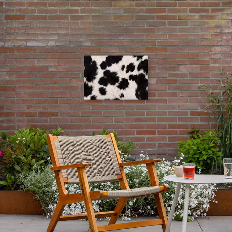 Bont - Textuur - Zwart - Wit Tuinposter op houten frame 2 cm dik klein -sfeer3