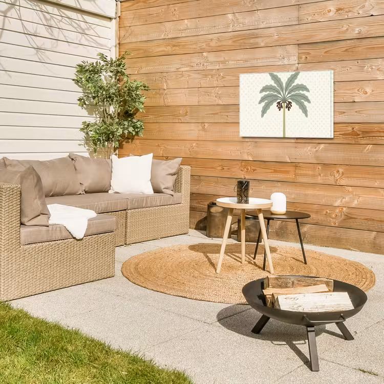 Boom - Bladeren - Groen - Decoratief - Beige Tuinposter op houten frame 2 cm dik klein -sfeer2