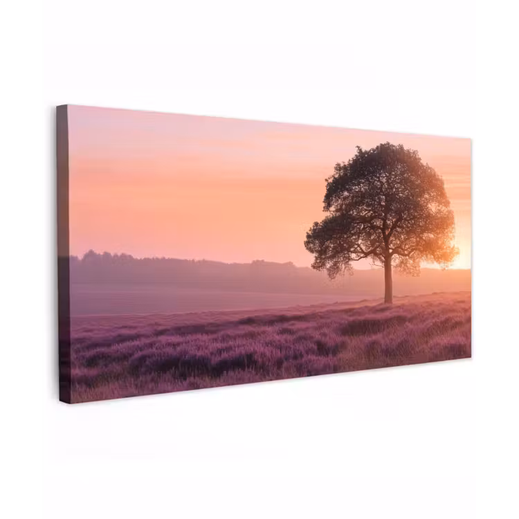 Boom - Heide - Zonsopgang Tuinposter op houten frame 2 cm dik xxl -3d