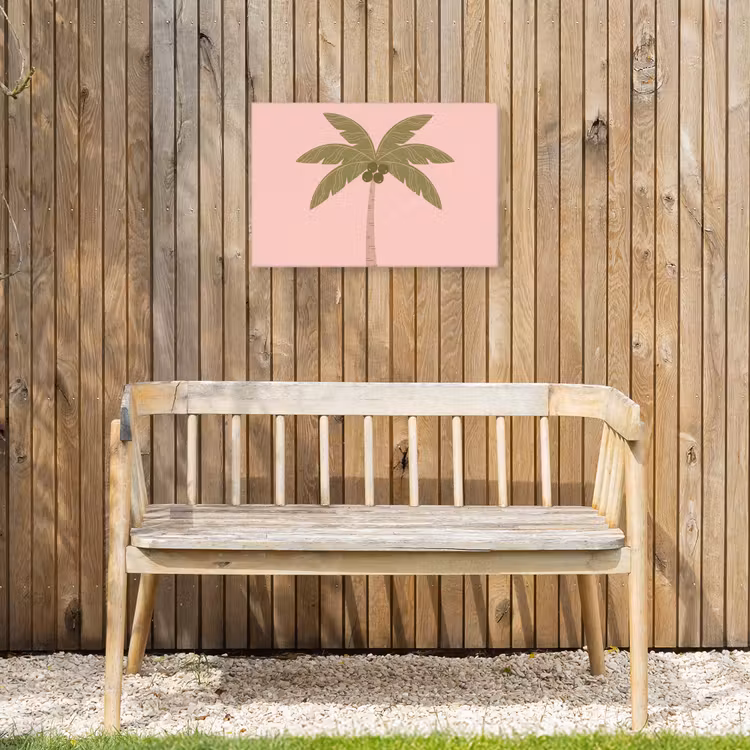 Boom - Palm - Natuur - Illustratie - Roze Tuinposter op houten frame 2 cm dik klein -sfeer4