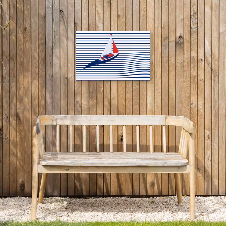 Boot - Water - Abstract - Blauw Tuinposter op houten frame 2 cm dik klein -sfeer4