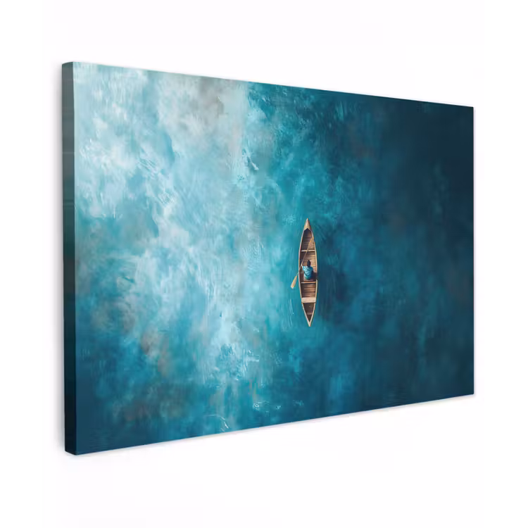Bootje - Water - Blauw Tuinposter op houten frame 2 cm dik klein -3d