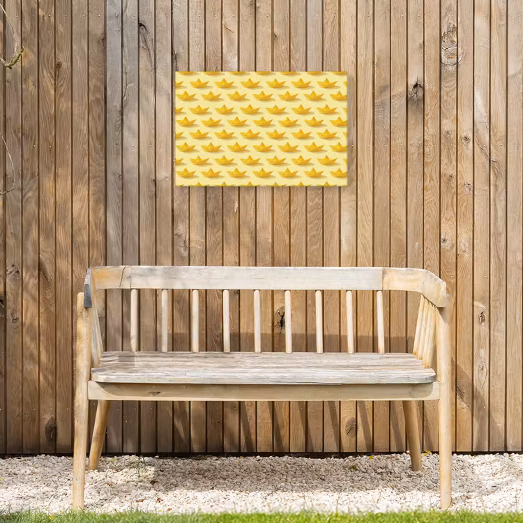 Bootjes - Origami - Creatief - Geel Tuinposter op houten frame 2 cm dik klein 845 -sfeer4