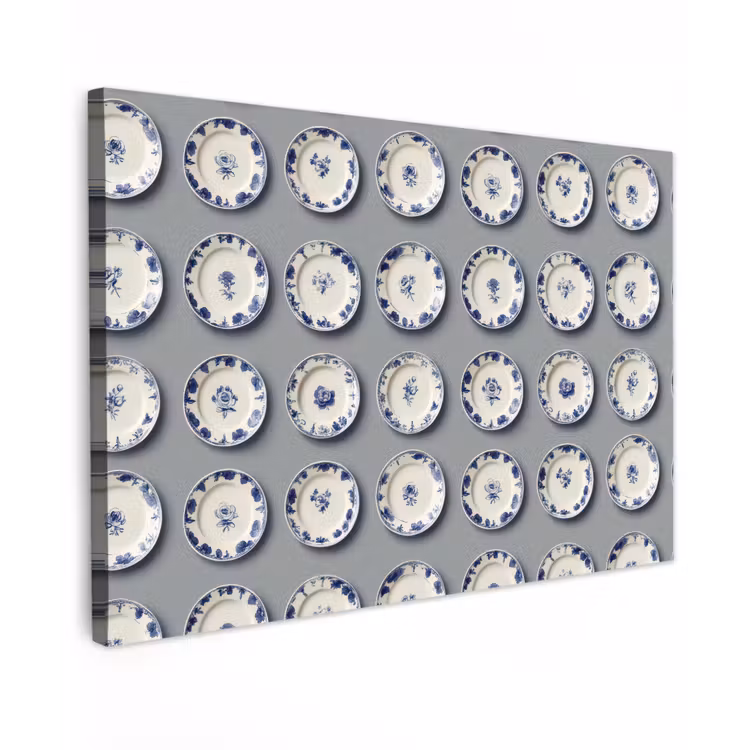 Borden - Bloemen - Blauw - Wit Tuinposter op houten frame 2 cm dik klein 845 -3d