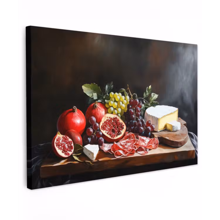 Borrelplank - Stilleven - Vintage Tuinposter op houten frame 2 cm dik klein -3d