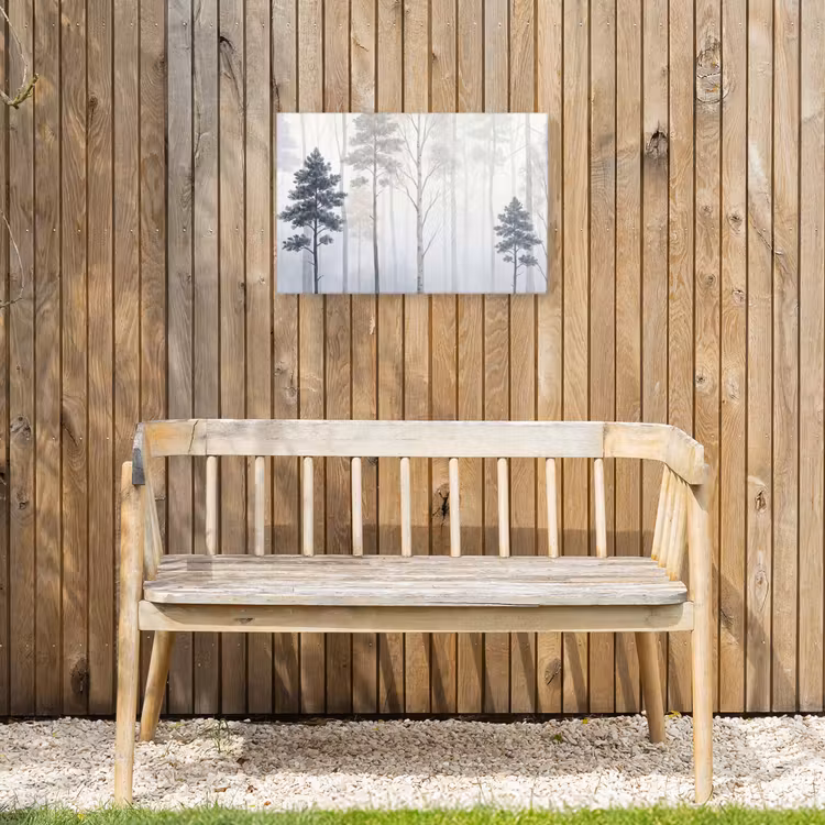 Bos - Bomen - Mist - Natuur - Illustratie - Grijs Tuinposter op houten frame 2 cm dik klein -sfeer4