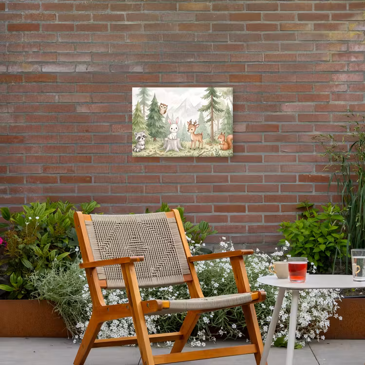 Bos - Dieren - Groen Tuinposter op houten frame 2 cm dik klein -sfeer3