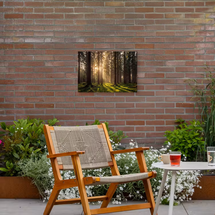 Bos - Gras - Zonlicht Tuinposter op houten frame 2 cm dik klein -sfeer3