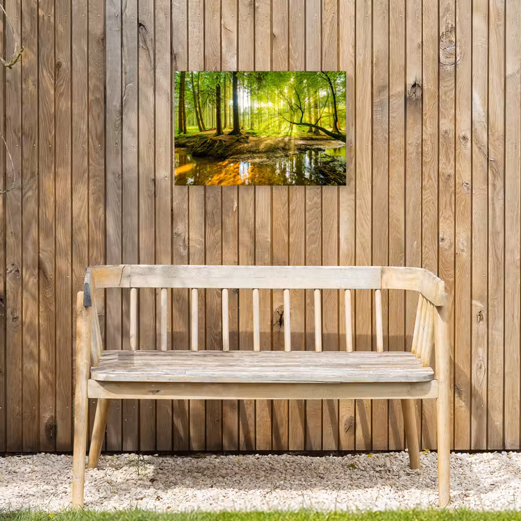 Bos - Landschap - Water - Bomen - Zon - Groen - Natuur Tuinposter op houten frame 2 cm dik klein -sfeer4