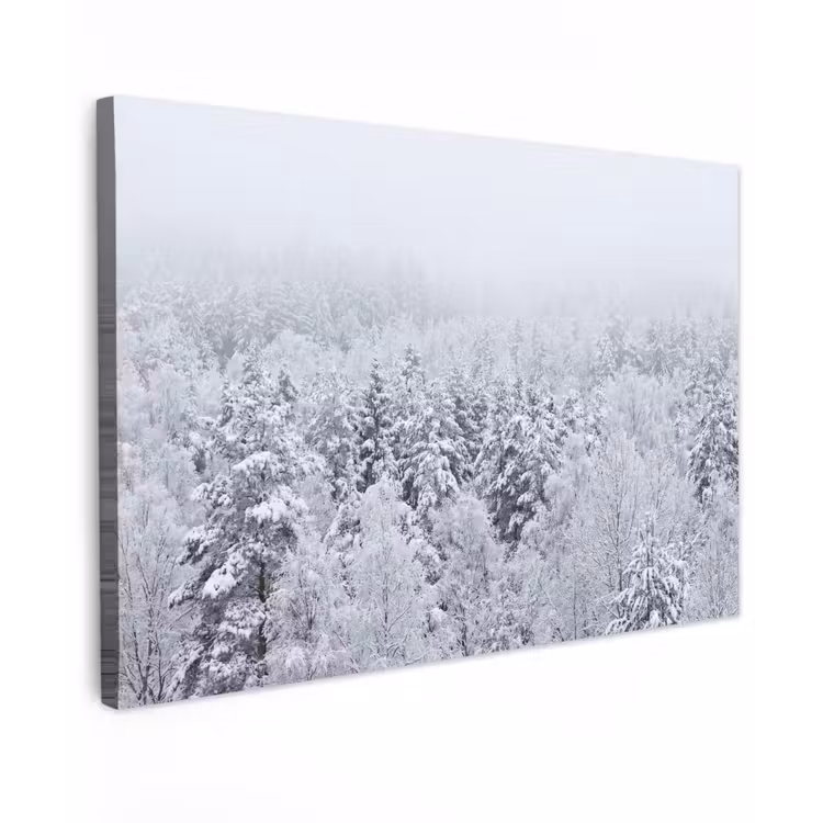 Bos - Sneeuw - Winter - Natuur - Wit Tuinposter op houten frame 2 cm dik klein -3d